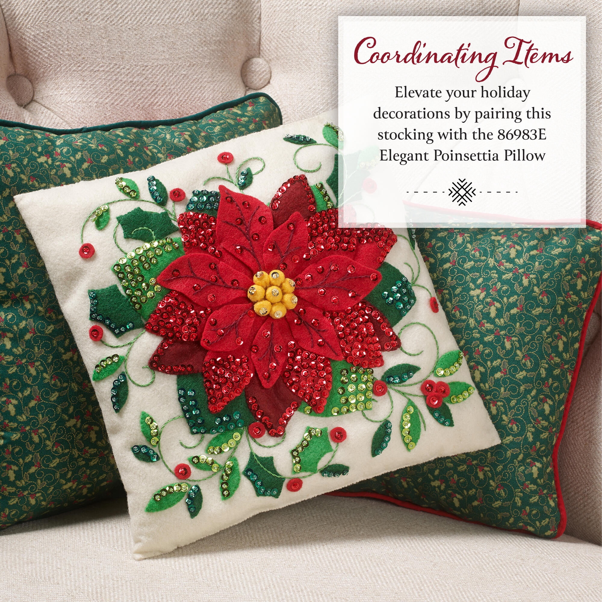 Bucilla Poinsettia Elegance 18 in Multicolor Felt Stocking Kit