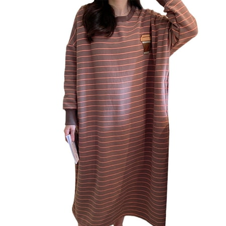 

DISHAN Women Autumn Winter Dress Fashion Thicken Warm Loose Cartoon Cute Oversized Pajamas Nightwear for Winter