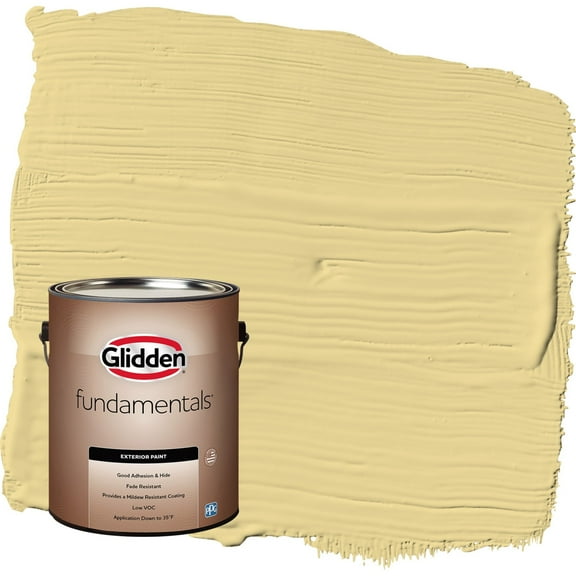 Glidden Fundamentals Wayward Wind / Yellow Satin Exterior Paint, 1 Gallon