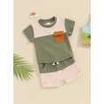 thumbnail image 3 of Bslissey Toddler Baby Boys Summer Clothes Contrast Color Short Sleeve T-shirt Tops + Elastic Waist Shorts 2Pcs Outfits Infant Casual Short Pants Sets 6M 12M 18M 24M 3T, 3 of 9