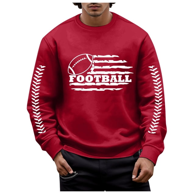 Chandail en Molleton à Col Rond Imprimé Rugby Automne Hiver pour Hommes, Chaud et Confortable, Mode Sans Capuche, Chandail Décontracté