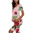 thumbnail image 4 of yoeyez Robes de Maternité pour Femmes pour Mariage à Manches Courtes à Encolure en U Robe Imprimée Grande Taille Robe de Grossesse Extensible Robes de Maternité en Liquidation Multicolore,m, 4 of 6