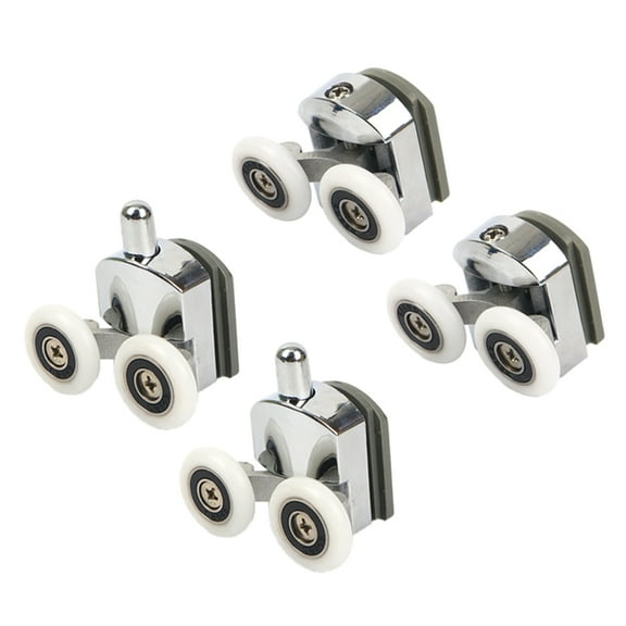 4pcs/set Adjustable Shower Door Rollers Smooth Sliding Replacement Wheels with Adjustable Height Durable for Glass Doors
