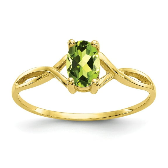 10K Yellow Gold Ring Band with Stones (08) August Peridot Oval Green