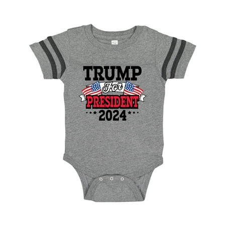 

Inktastic Trump For President 2024 with Flags Gift Baby Boy or Baby Girl Bodysuit