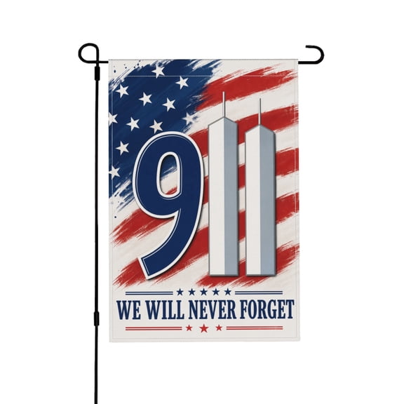 Patriotic Garden Flag 12x18 Inch Outdoor Decor with Twin Towers Design