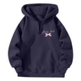 thumbnail image 4 of Hoodie Women Fall Half Zip Hoodie with Vintage Bow Print Oversized Drop Shoulder Hooded Sweatshirt Streetwear Lightweight Sweaters for Women Navy XXXL, 4 of 4