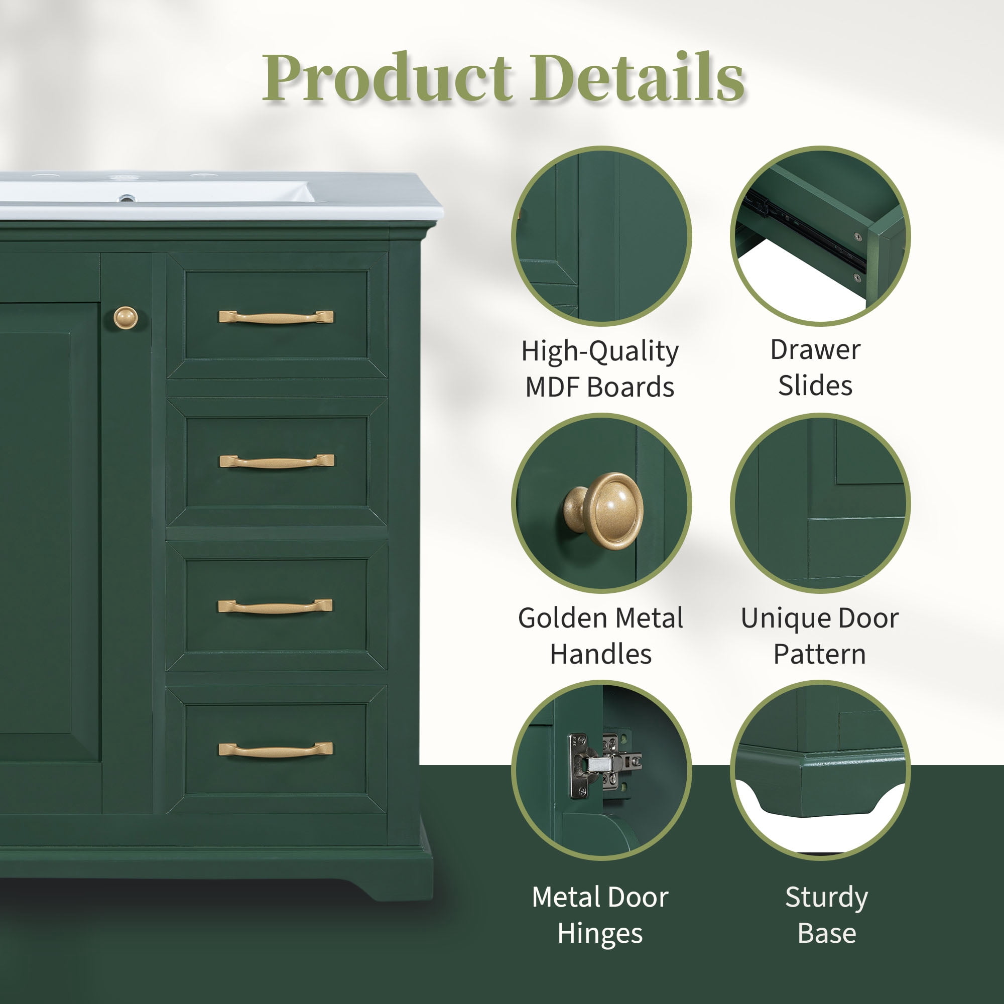 30" Bathroom Vanity with Sink, One Door Cabinet and Drawers