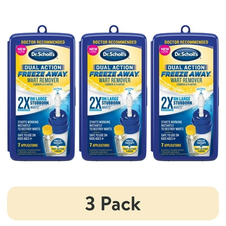 (3 pack) Dr. Scholl’s Freeze Away Wart Remover Dual Action (7 Applications) for Common & Plantar Wart Removal
