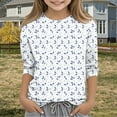 thumbnail image 2 of SERTG Hauts Mignons pour Enfant Printemps Automne Été Manches 3/4 Col Rond T-Shirt Mignon pour Sortir Mode Imprimé Manches Mi-Longues Tenues 3-12 Ans (Bleu1,4 Ans), 2 of 6