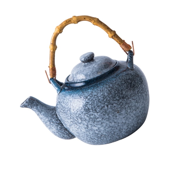 WHAMVOX Japanese Style Teapot Exquisite Ceramic Tea kettle Handle Portable Tea Pot (Big Teapot Blue)