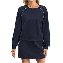 Drses‌‌ ‌‌‌‌‌‌‌‌‌‌‌‌‌‌‌‌‌‌‌‌‌‌‌‌‌‌‌‌Women's 2 Piece Lounge Set - Long Sleeve Crew Neck Pullover & Mini Skirt Casual Tracksuit for Fall