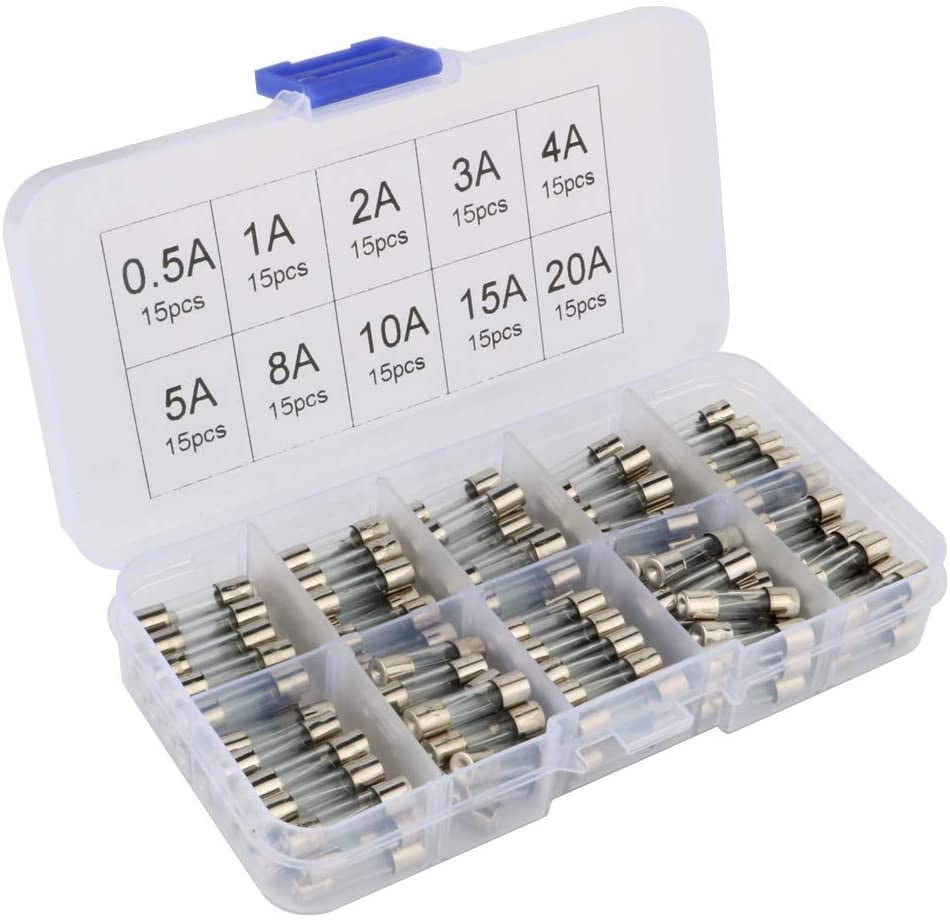 150pcs 5x20mm Fast-blow Glass Fuses Quick Blow Car Glass Tube Fuses Assorted Kit 