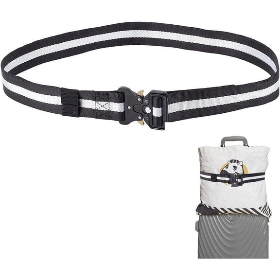 Travel Belt for Luggage Adjustable Luggage Strap Nylon Travel Packing Belt Striped Canvas Luggage Cases Ratchet Ties for Securing Carry-on Bag Travel Airport and Boarding Luggage Straps