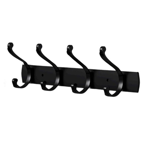 Gancho organizador de pared para dormitorio, perchero creativo sin taladro, montaje en pared, gancho para habitación, organizador de ropa para llaves, negro 4 ganchos