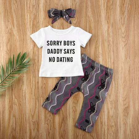 

Summer Newborn T-shirt Long Pants Leggings Headband Outfits 3PCS