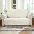 thumbnail image 4 of SANMADROLA Reversible Loveseat Covers for 2 Cushion Couch Sofa Cover Water Resistant Couch Cover Furniture Protector with Elastic Straps for Kids, Dogs, Pets (54" Loveseat, Ivory), 4 of 8