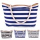 thumbnail image 3 of Bolso de playa a rayas de verano para mujer Bolsos Tote Bolso bandolera reutilizable azul oscuro, 3 of 3
