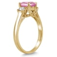 thumbnail image 2 of SZUL Women's 1 3/4 Carat Pink Topaz and Diamond Three Stone Ring 14K Yellow Gold, 2 of 3