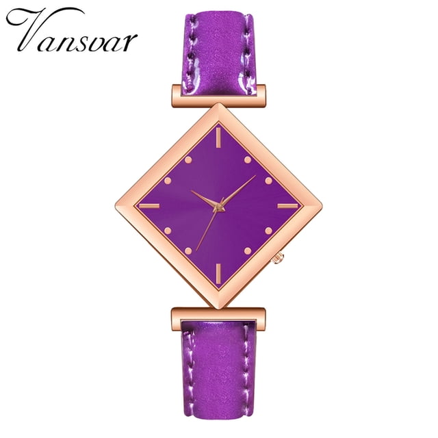 Reloj de cuarzo para mujer, relojes para mujer VANSVAR Reloj de pulsera analógico con correa de cuero de cuarzo informal para mujer Reloj de acero inoxidable