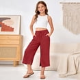 thumbnail image 7 of Whouriu Girls Casual Cropped Pants Comfortable Solid Color Elastic Waist Capris, Sizes 5-15, 7 of 7