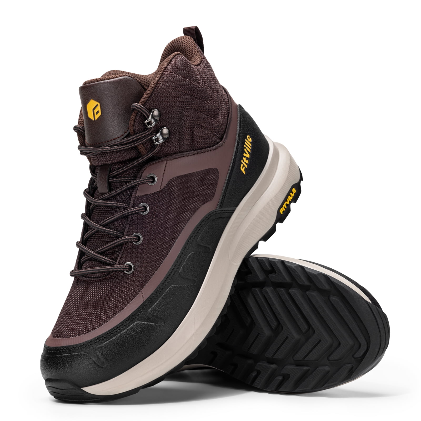 FitVille Men's Wide Boots Water-Resistant Outdoor Hiking Boots Slip-Resistant Breathable Shoes for Men with Arch Support