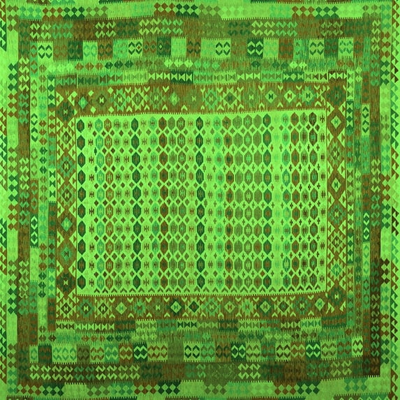 Ahgly Company Indoor Square Patchwork Green Transitional Area Rugs, 5' Square
