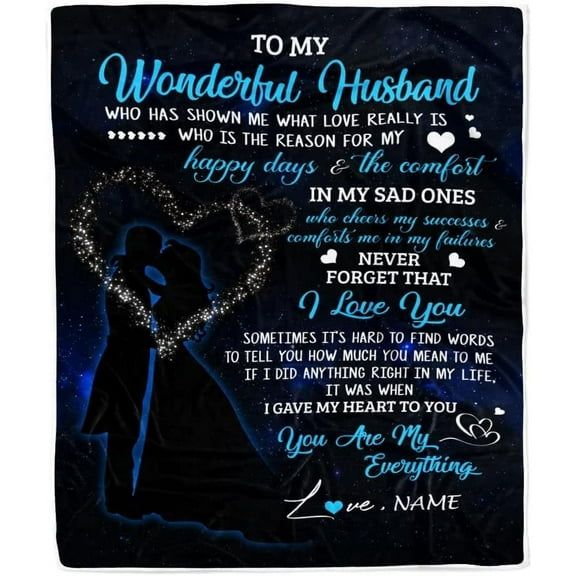 Personalized Custom Name to My Husband Blanket from Wife You are My Everything Husband Birthday Christmas Wedding Anniversary Bed Quilt Fleece Throw Blanket (30 x 40 in Baby Size)