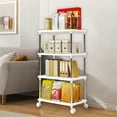 thumbnail image 7 of 3-Tier Rolling Storage Cart Organizer - Adjustable Shelves Mobile Kitchen Pantry Bathroom Cart Snack Shelf Locking Wheels Unit(White-C), 7 of 7