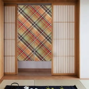 XMXT Japanese Noren Doorway Room Divider Curtain,Mondrian Colorful Plaid Restaurant Closet Door Entrance Kitchen Curtains, 34 x 56 inches