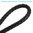 thumbnail image 4 of Braided Leather Keychain with Stainless Steel Key Ring Sleeve, PU Woven Wristlet Lanyard, Black, 4 of 5
