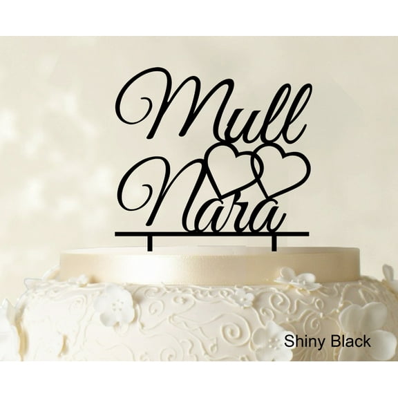 "Custom Cake Topper With Heart Personalized Wedding Cake Topper Cake Decorations Color Option Available 5""-7"" Inches Wide"