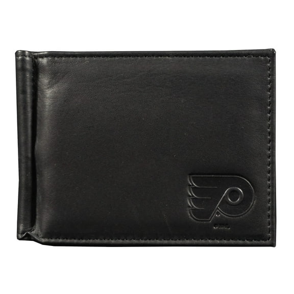 Philadelphia Hockey Flyers RFID Blocking Shield Black Leather Moneyclip Wallet