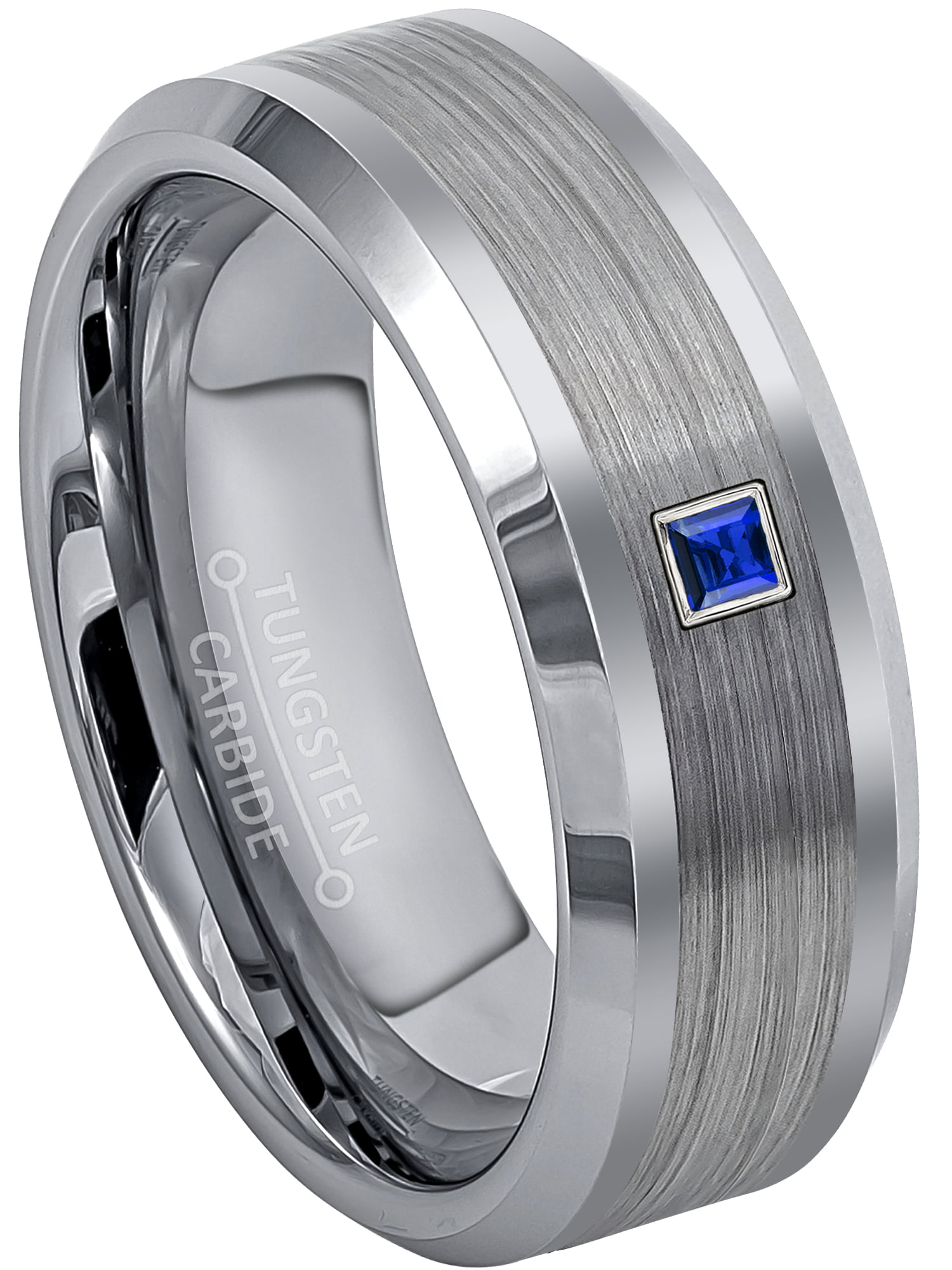 0.07ct Black Diamond Cobalt Ring Jewelry Avalanche 8MM Comfort Fit Brushed Finish Beveled Edge Cobalt Chrome Wedding Band