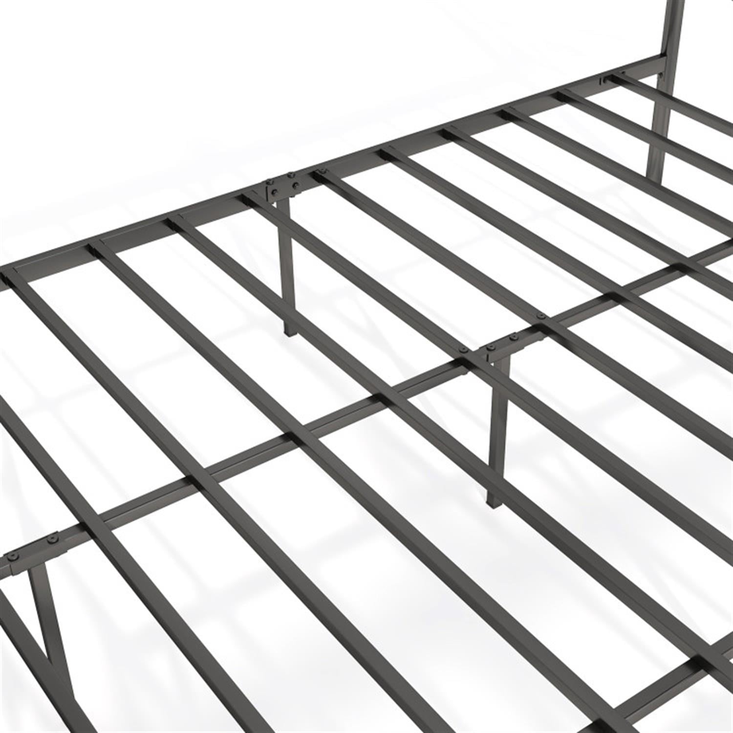 Demi Bonn King Size Bed Frame with Headboard, Metal Platform Bed Frame with Under Bed Storage, No Box Spring Needed, Black