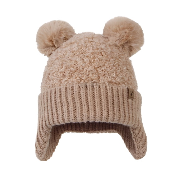 TELOLY Infant Baby Girls Boys Soft Warm Knit Hat Kids Winter Hat with Fleece Earflap Scarf Hood Hat Cute Lightweight Babys Caps Toddler Boy Winter Hat