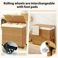 thumbnail image 6 of Gymax Laundry Hamper w/Wheels & Lid 125L 3-Section Clothes Hamper w/2 Liner Bags Natural, 6 of 10