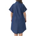 thumbnail image 4 of DARING DIVA Women's Plus Size Denim Short Sleeve Button Down Dress 3X Dark Blue, 4 of 6