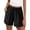 Black, variant on POROPL Womens Shorts,Linen Elastic Waist Drawstring Lace Trim Shorts with Pockets,Black Size 8