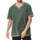 thumbnail image 2 of Camisas de Manga Corta de los Hombres Estilo Étnico Impreso Hendidura Cuello en V, Ligero Top Transpirable para la Primavera Y el Verano, 2 of 5