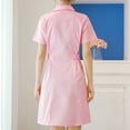 thumbnail image 5 of Scrub Dresses for Women Casual Solid Color Short Sleeve Nur-se Working Uniform Pockets Stretchy V-Neck Holiday Workwear Pink, 5 of 5