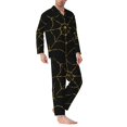 thumbnail image 2 of KLL Golden Spider Web Sleepwear Mens Flannel Pajamas,Long Cotton Pj Set, 2 of 7