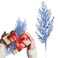 thumbnail image 2 of Ongmies Christmas Tree Picks Sprays, Artificial Cedar Spray – Decorative Branches for Christmas Trees, Wreaths & Winter Holiday Arrangements, Glitter Artificial Pine Leaves Cedar Stems, Blue, 2 of 9