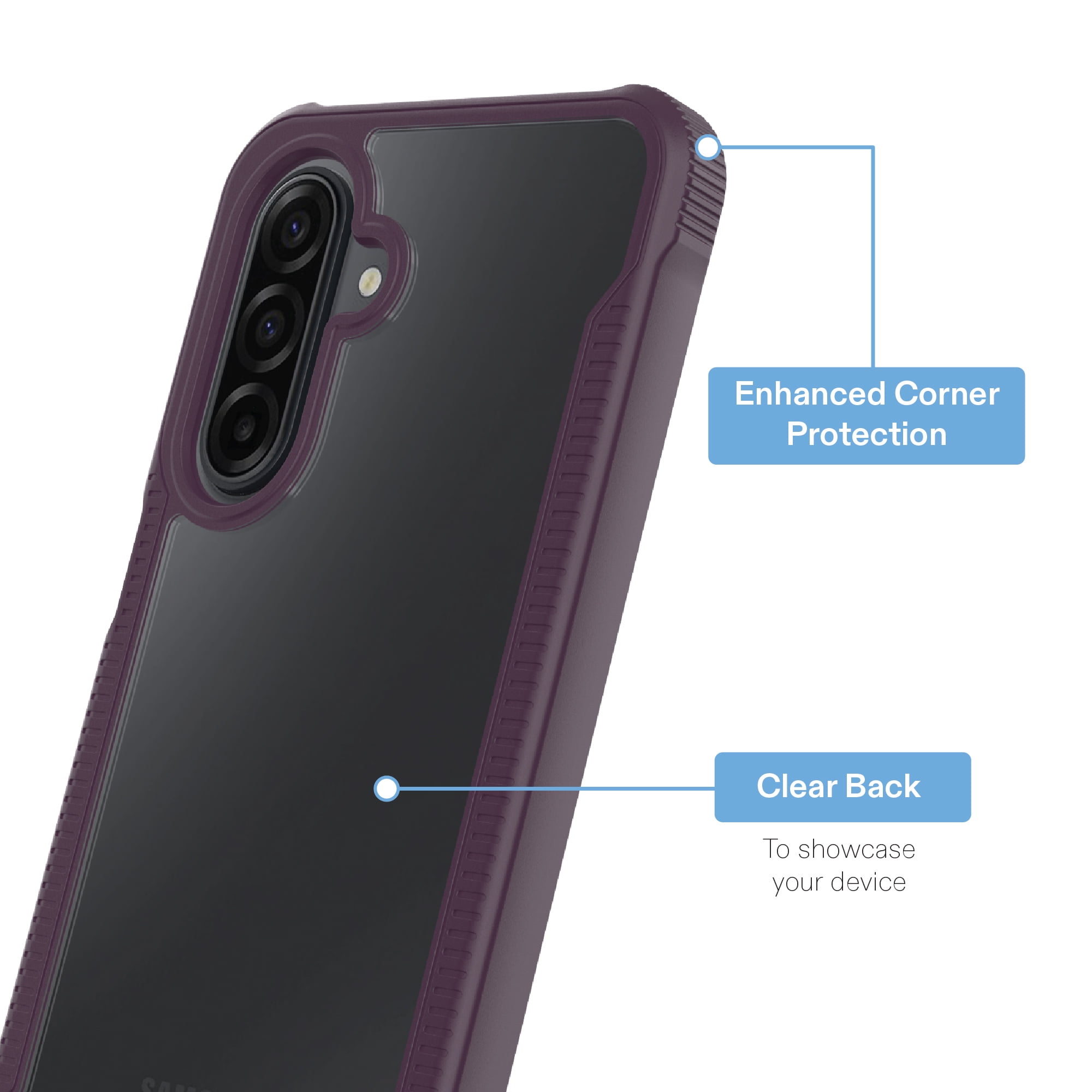 onn Dual-Layer Phone Case for Samsung Galaxy for A17 5G - Purple/Clear