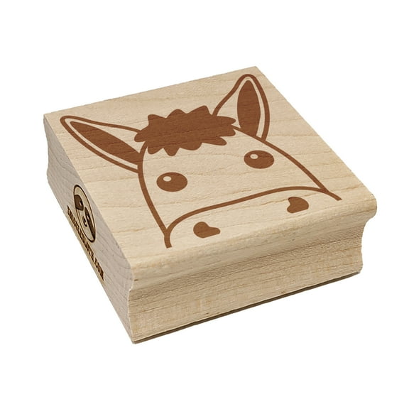 Peeking Donkey Square Rubber Stamp Stamping Scrapbooking Crafting - Small 1.25in