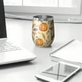 thumbnail image 3 of 12oz Stemless Wine Tumblers Fall Pumpkins Leaves Mushrooms Pattern Vacuum Insulated Stainless Steel Travel Tumbler Cups Mug with Lid and Straw for Champaign,Cocktail,Beer with Cleaning Brush, 3 of 5
