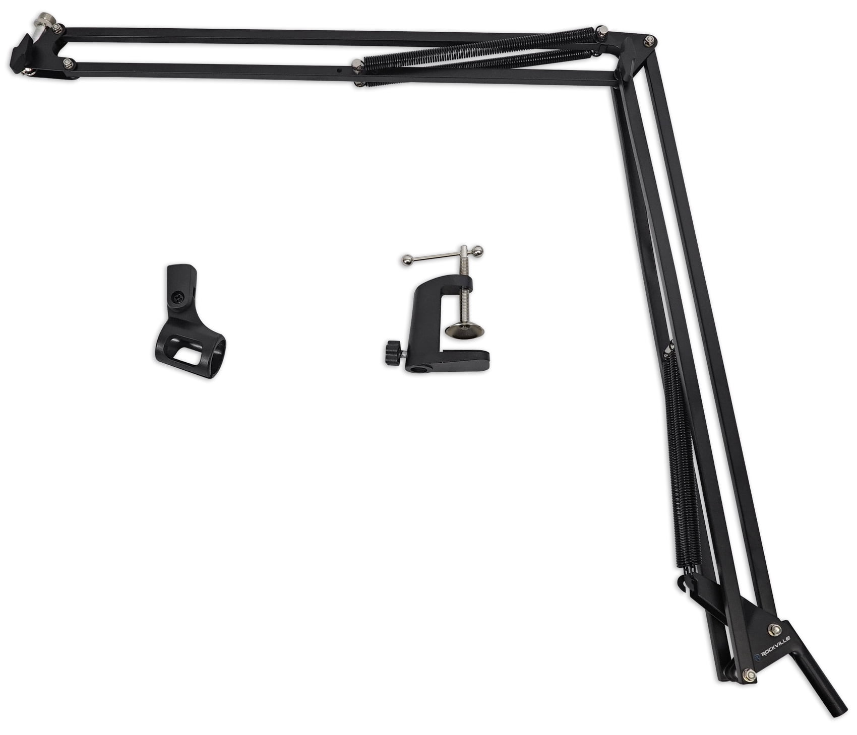 Rockville DMS40 40-Inch Studio Microphone Boom Arm Stand, Aluminum Desk Clamp, 360 degree Rotation, Steel Frame, ABS Mic Clip, for Podcasting and Streaming