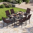 thumbnail image 2 of Gymax 7PCS Patio Dining Set for 6 Metal Table w/Umbrella Hole & 6 Stackable Armchairs Coffee & Black, 2 of 10