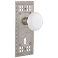 thumbnail image 1 of Nostalgic Warehouse Craftsman Plate with Keyhole White Porcelain Knob, Privacy - 2.75", Satin Nickel, 1 of 1