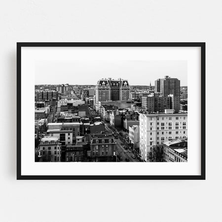 Charles Street B&W - Baltimore Maryland Photography Black Framed Wall Art Print 12 x 18 inches